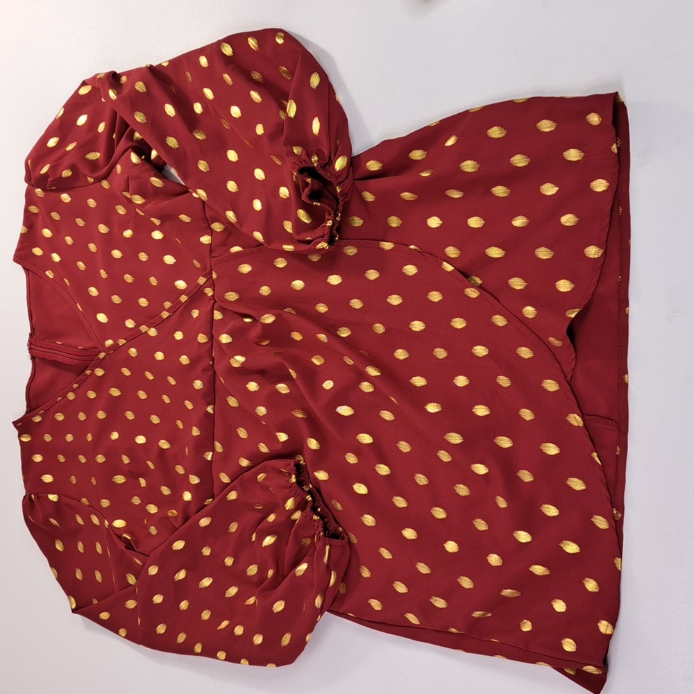 SHEIN Gold Dots Burgundy Red Tunic Size XL US 12 - Picture 6 of 15